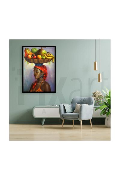pixartsanat Woman Carrying Fruit Pixart Art Diamond Mosaic Painting Diamond Türkiye36*51