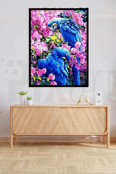 pixartsanat Blue Parrot 30*40 Cm Pixart Art Diamond Mosaic Painting Diamond Turkey