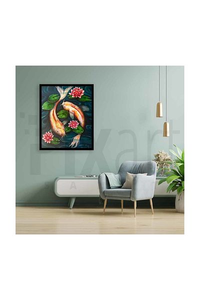 pixartsanat Gold Fish on the Lake Pixart Art Diamond Mosaic Painting Diamond Turkey 55*65