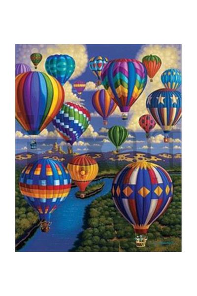 pixartsanat Colorful Flying Balloons Pixart Art Diamond Mosaic Painting Diamond Turkey 46*56