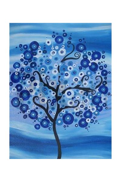 pixartsanat Tree Evil Eye Bead Pixart Art Diamond Mosaic Painting Diamond Türkiye 47*63