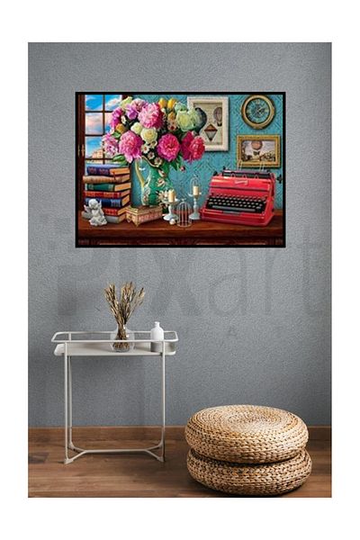 pixartsanat Red Typewriter Pixart Art Diamond Mosaic Painting Diamond Türkiye 68*53
