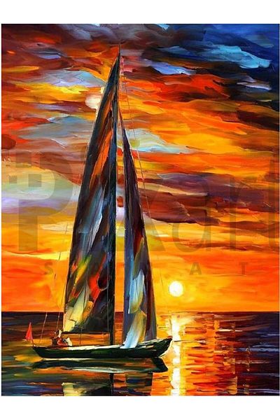 pixartsanat Sailing Boat 30*40 Cm Pixart Art Diamond Mosaic Painting Diamond Turkey