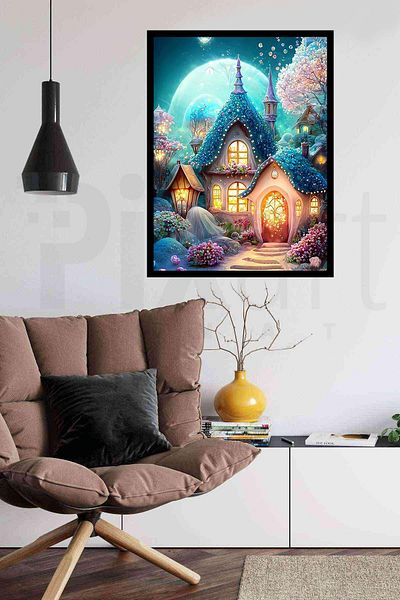 pixartsanat House in the Forest 30*40 PixArt Art Diamond Mosaic Painting Diamond Turkey