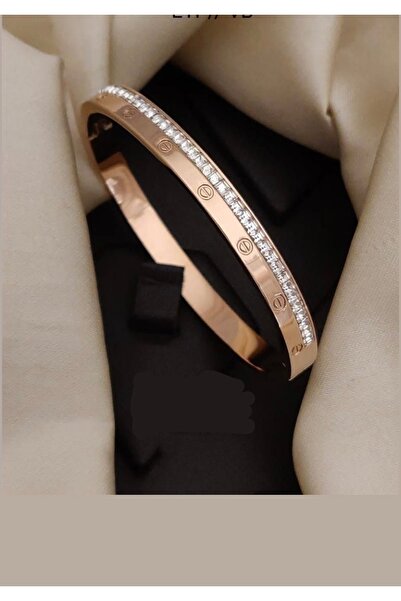 ANGELSS JEWELLERY Taşlı Rose Gold Marka Model Kelepçe Bileklik