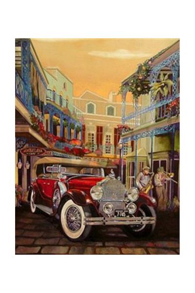 pixartsanat Nostalgia Red Car Pixart Art Diamond Mosaic Painting Diamond Türkiye 60*78