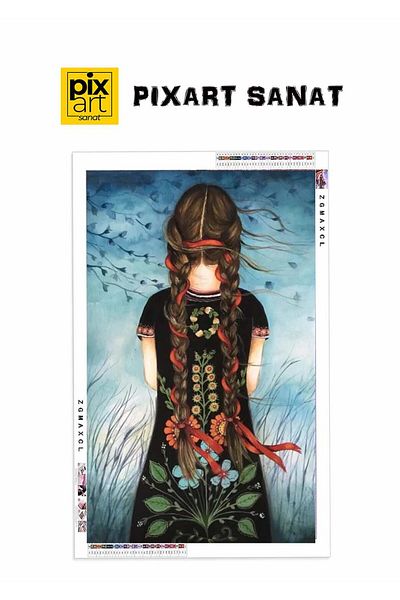 pixartsanat Braided Girl 40x60 PixArt Art Diamond Mosaic Painting Diamond Türkiye