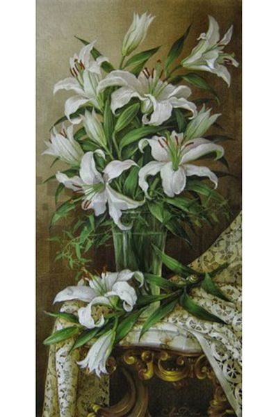 pixartsanat Lilyum Flower in a Vase Pixart Art Diamond Mosaic Painting Diamond Turkey 36*71