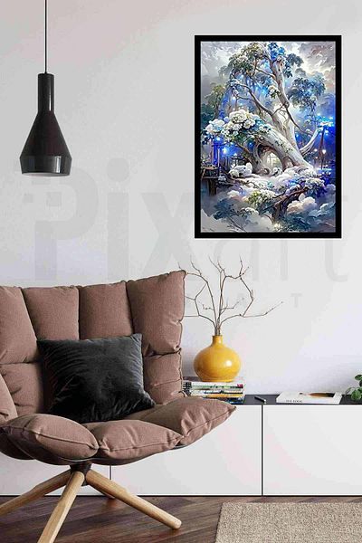 pixartsanat Cross Stitch Arts 30*40 cm (Blue) PixArt Art Diamond Mosaic Painting Diamond Turkey