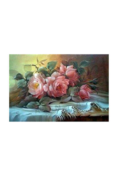 pixartsanat Masadaki Pembe Güller Pixart Sanat Elmas Mozaik Tablo Diamond Tür...
