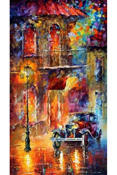 pixartsanat Classic Car Colorful Theme Pixart Art Diamond Mosaic Painting Diamond Türkiye 35*63