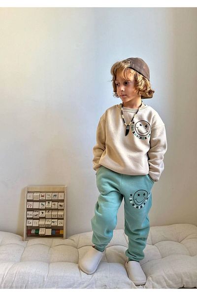 YİGİT BUTİK Yigit Boutique Smile Printed Long Sleeve Boy Suit