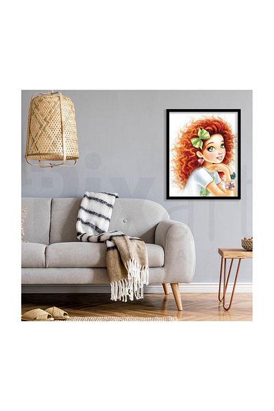 pixartsanat Red Haired Girl Pixart Art Diamond Mosaic Painting Diamond Türkiye 53*60