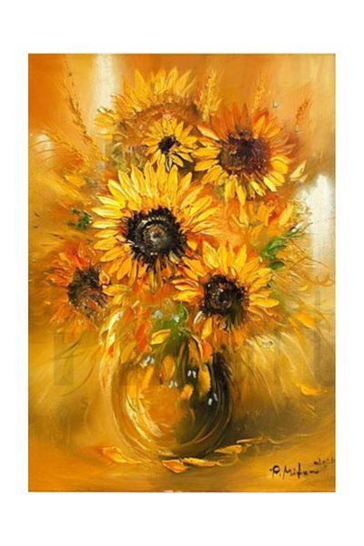 pixartsanat Sunflowers in a Vase Pixart Art Diamond Mosaic Painting Diamond Turkey 74*99