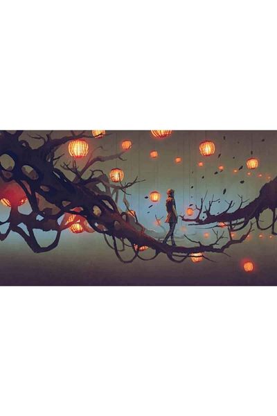 pixartsanat Girl on Branches 57x32 PixArt Art Diamond Mosaic Painting Diamond Turkey
