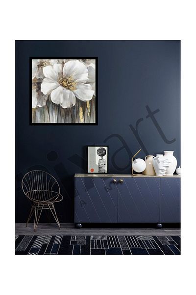 pixartsanat White Flower Drawing Pixart Art Diamond Mosaic Painting Diamond Turkey 73*73