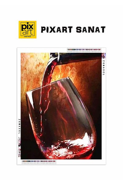 pixartsanat Wine in a Glass 35X50 Pixart Art Diamond Mosaic Painting Diamond Turkey