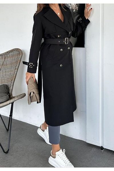 ALYA BUTİK Trench High Waist Automotive Color Trench Coat