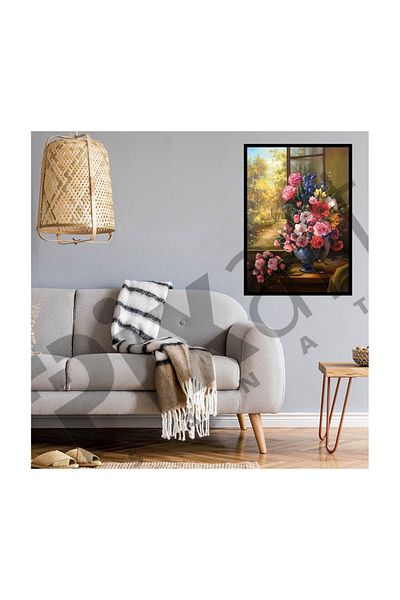 pixartsanat Little Garden in Front of the Glass Pixart Art Diamond Mosaic Painting Diamond Türkiye 45*63