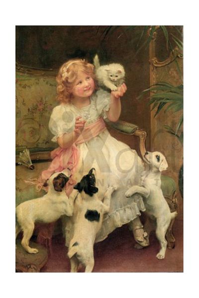 pixartsanat Little Girl's Cat And Dogs Pixart Art Diamond Mosaic Painting Diamond Turkey 41*60