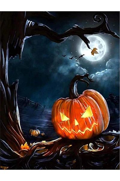 pixartsanat Halloween 25x50 PixArt Art Diamond Mosaic Painting Diamond Turkey