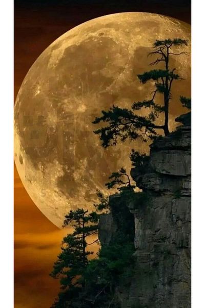 pixartsanat Red Full Moon 35x58 PixArt Art Diamond Mosaic Painting Diamond Turkey