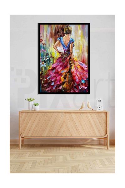 pixartsanat Colorful Woman with Turning Back Pixart Art Diamond Mosaic Painting Diamond Türkiye 38*53