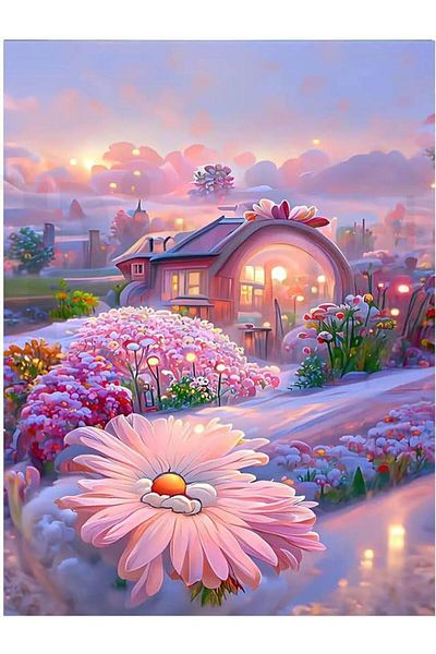 pixartsanat Pink Land 30X40 Pixart Art Diamond Mosaic Painting Diamond Turkey