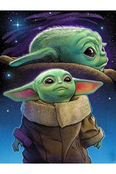 pixartsanat Baby Yoda 45x60 PixArt Art Diamond Mosaic Painting Diamond Türkiye