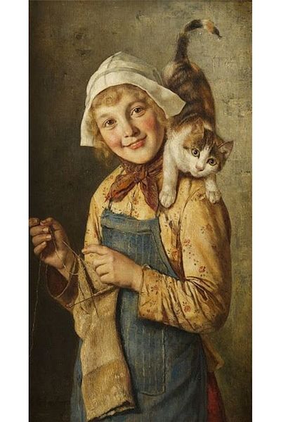 pixartsanat Knitted Knitted Girl And Her Cat Pixart Art Diamond Mosaic Painting Diamond Türkiye 38*69