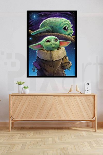 pixartsanat Baby Yoda 45x60 PixArt Art Diamond Mosaic Painting Diamond Türkiye