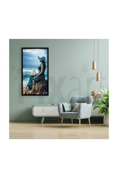 pixartsanat Blue And Woman Pixart Art Diamond Mosaic Painting Diamond Turkey 45*78