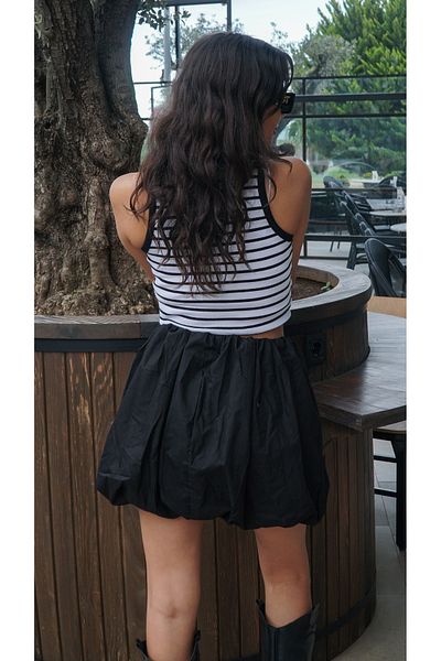 DelVino Black and White Striped Crop