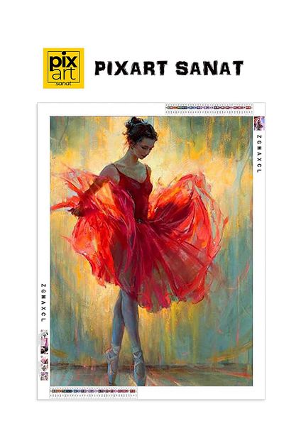pixartsanat Ballerina in Red Dress 30x40 PixArt Art Diamond Mosaic Painting Diamond Turkey