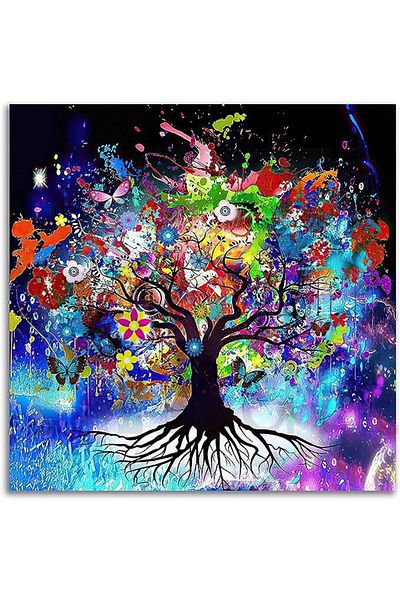 pixartsanat Colorful Floral Tree 35*35cm Pixart Art Diamond Mosaic Painting Diamond Turkey