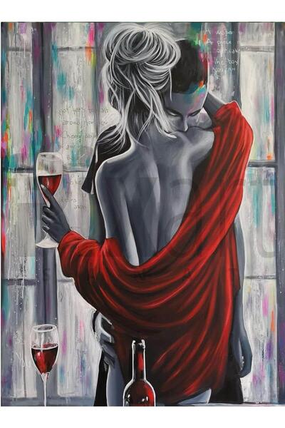 Genel Markalar Şarap Kadehi Ile Şehvetli Akşam 30 * 40 Cm Pixart Sanat Elmas ...