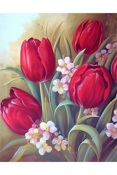 pixartsanat Tulips 30*40cm PixArt Art Diamond Mosaic Painting Diamond Turkey