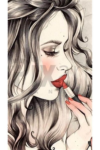 pixartsanat Red Lips Pixart Art Diamond Mosaic Painting Diamond Türkiye 30*53