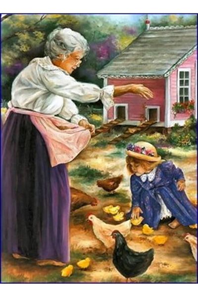 pixartsanat Grandmother and Grandson in the Farm Pixart Art Diamond Mosaic Painting Diamond Turkey 53*73