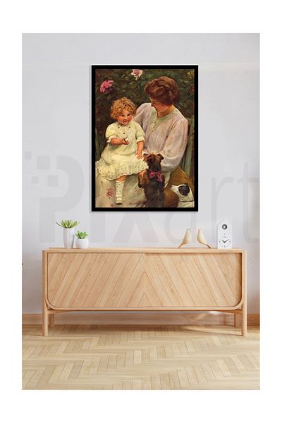 pixartsanat Mother Daughter And Her Dogs Pixart Art Diamond Mosaic Painting Diamond Türkiye 40*60
