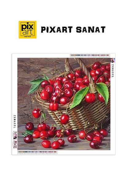 pixartsanat Cherry Basket 40x40 PixArt Art Diamond Mosaic Painting Diamond Türkiye