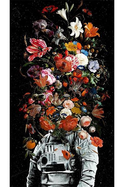 pixartsanat Flower Astronaut Pixart Art Diamond Mosaic Painting Diamond Turkey 36*69