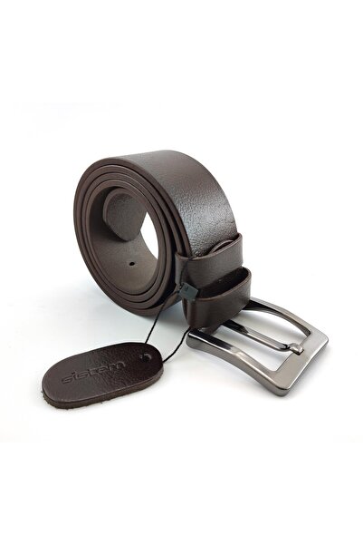 sistem Cst حزام جينز رجالي من الجلد الطبيعي 4.5 سم - بني
