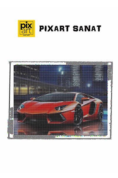 Genel Markalar Kırmızı Spor Araba 40x60cm PixArt Sanat Elmas Mozaik Tablo Diamond Türkiye