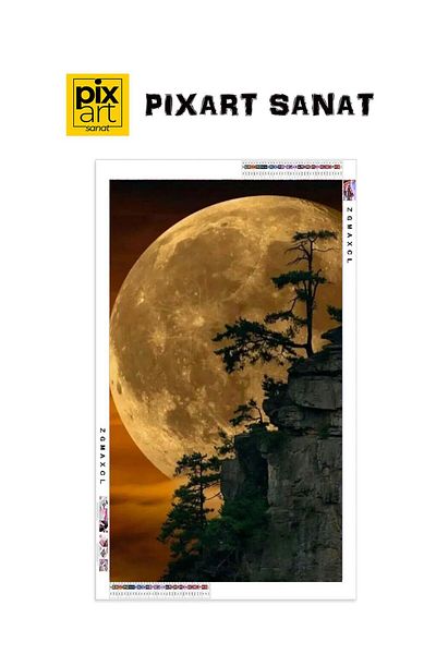 pixartsanat Red Full Moon 35x58 PixArt Art Diamond Mosaic Painting Diamond Turkey