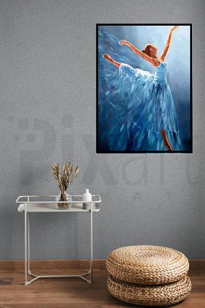 pixartsanat 30 X 40 Cm Ballerina in Blue Tones Pixart Art Diamond Mosaic Painting Diamond Turkey
