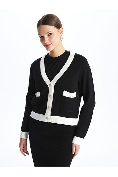 LC Waikiki V-Neck Long Sleeve Women's Knitwear Cardigan