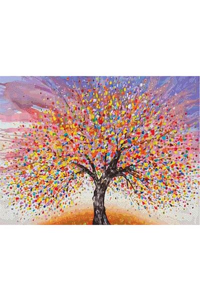 pixartsanat Colorful Tree 50x40 PixArt Art Diamond Mosaic Painting Diamond Turkey