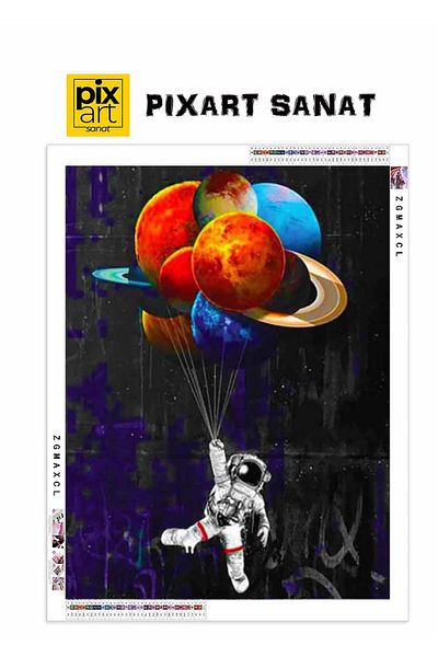 pixartsanat Planet Balloons And Astronaut 40x60 PixArt Art Diamond Mosaic Painting Diamond Turkey