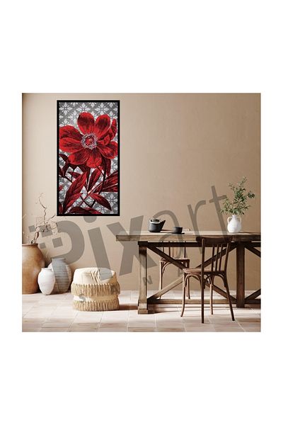 pixartsanat Red Flower Wallpaper Pixart Art Diamond Mosaic Painting Diamond Türkiye 30*53